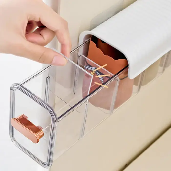 Wall-Mounted Self Adhesive 6 Slot Undergarments & Socks Organizer Box